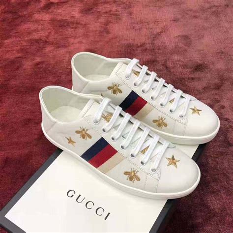 gucci ace embroidered sneaker white blue red|Gucci ace bee platform sneakers.